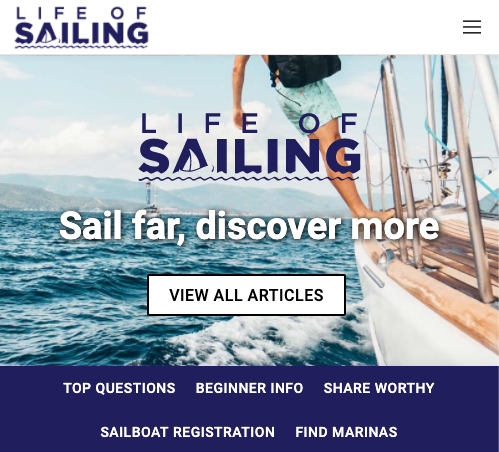 Life of Sailing home page screenshot